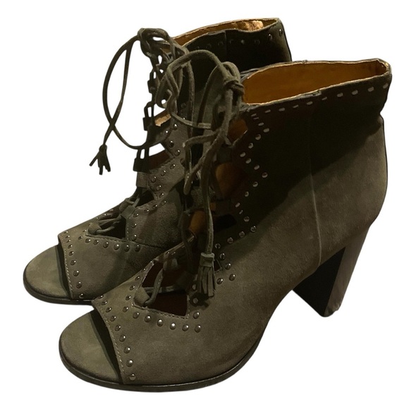Frye suede Women's Olive Lace-Up Heeled BootiesSize 8 - Picture 6 of 12